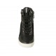 Scarpa stringata con cerniera da donna in pelle e tessuto nero zeppa 6 - Misure disponibili: 33, 34, 42, 43, 44
