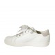 Chaussure pour femmes à lacets avec semelle amovible en cuir blanc et taupe imprimé floral lamé talon compensé 2 - Pointures disponibles:  33