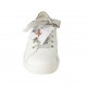 Schnürschuh mit abnehmbarer Innensohle aus weissem und taupefarbenem blumenbedrucktem laminiertem Leder Keilabsatz 2 - Verfügbare Größen:  33