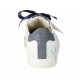 Zapato para mujer con cordones y plantilla extraible en piel blanca estampada floreal y piel laminada azul cuña 2 - Tallas disponibles:  46