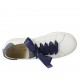 Scarpa stringata da donna in pelle bianca stampata floreale e laminata blu con plantare estraibile zeppa 2 - Misure disponibili: 46