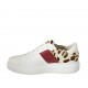 Scarpa stringata da donna in pelle bianca e bordeaux e maculato con plantare estraibile zeppa 4 - Misure disponibili: 43, 44, 45