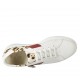 Scarpa stringata da donna in pelle bianca e bordeaux e maculato con plantare estraibile zeppa 4 - Misure disponibili: 43, 44, 45