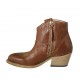Stivaletto texano da donna con cerniera e punta ricamata in pelle color cuoio tacco 5 - Misure disponibili: 32, 33, 34, 42, 43, 44, 45