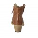 Stivaletto texano da donna con cerniera e punta ricamata in pelle color cuoio tacco 5 - Misure disponibili: 32, 33, 34, 42, 43, 44, 45