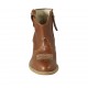 Stivaletto texano da donna con cerniera e punta ricamata in pelle color cuoio tacco 5 - Misure disponibili: 32, 33, 34, 42, 43, 44, 45
