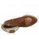 Woman's Texan ankle boot with zipper and embroidered captoe in tan brown leather heel 5 - Available sizes:  32, 33, 34, 42, 43, 44, 45