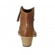 Stivaletto texano da donna con cerniera in pelle color cuoio tacco 5 - Misure disponibili: 32, 33, 34, 42, 43, 45, 46