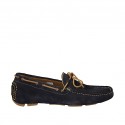 Men's car shoe with laces in blue suede