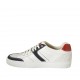 Zapato deportivo con cordones para hombre en piel blanca y roja, piel perforada blanca y gamuza azul - Tallas disponibles:  38, 46, 47, 48, 49, 50