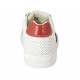 Zapato deportivo con cordones para hombre en piel blanca y roja, piel perforada blanca y gamuza azul - Tallas disponibles:  38, 46, 47, 48, 49, 50