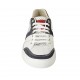 Zapato deportivo con cordones para hombre en piel blanca y roja, piel perforada blanca y gamuza azul - Tallas disponibles:  38, 46, 47, 48, 49, 50