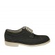Men's casual laced derby shoe with wingtip in blue nubuck leather - Available sizes:  37, 38, 46, 47, 48, 49