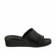 Sabo abierto para mujer en piel negra cuña 4 - Tallas disponibles:  42, 43