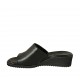 Woman's open mules in black leather wedge heel 4 - Available sizes:  42, 43