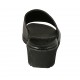 Woman's open mules in black leather wedge heel 4 - Available sizes:  42, 43