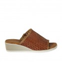 Sabot da donna con elastico in pelle intrecciata cuoio zeppa 4
