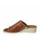 Sabot da donna con elastico in pelle intrecciata cuoio zeppa 4 - Misure disponibili: 42, 43, 44