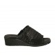 Sabot da donna con elastico in pelle intrecciata nera zeppa 4 - Misure disponibili: 42, 43