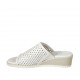 Sabot aperto da donna con elastico in pelle intrecciata bianca e argento zeppa 4 - Misure disponibili: 33, 34, 42, 43, 44, 45