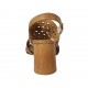 Sandale pour femmes en cuir perforé brun clair talon 7 - Pointures disponibles:  34, 42, 43