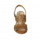 Woman's sandal in tan brown pierced leather heel 7 - Available sizes:  34, 42, 43