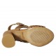 Sandale pour femmes en cuir perforé brun clair talon 7 - Pointures disponibles:  34, 42, 43