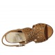 Woman's sandal in tan brown pierced leather heel 7 - Available sizes:  34, 42, 43