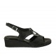 Sandale pour femmes en cuir noir avec accessoire talon compensé 4 - Pointures disponibles:  33, 34, 42, 43, 44, 45