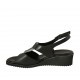 Sandale pour femmes en cuir noir avec accessoire talon compensé 4 - Pointures disponibles:  33, 34, 42, 43, 44, 45