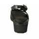 Sandale pour femmes en cuir noir avec accessoire talon compensé 4 - Pointures disponibles:  33, 34, 42, 43, 44, 45