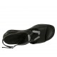 Damenriemsandale aus schwarzem Leder mit Accessoire Keilabsatz 4 - Verfügbare Größen:  33, 34, 42, 43, 44, 45