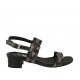 Sandalia para mujer en piel negra y bronce de cañon tacon 4 - Tallas disponibles:  42, 43, 44