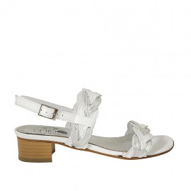 Sandalo da donna in pelle bianca e argento tacco 4 - Misure disponibili: 33, 34, 42, 43, 44, 45