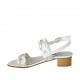 Sandalo da donna in pelle bianca e argento tacco 4 - Misure disponibili: 33, 42, 43, 44, 45