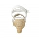 Woman's strap platform sandal in white and silver braided leather wedge heel 9 - Available sizes:  32, 33, 34