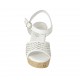 Sandale pour femmes avec courroie et plateforme en cuir tressé blanc et argent talon compensé 9 - Pointures disponibles:  32, 33, 34