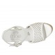 Sandale pour femmes avec courroie et plateforme en cuir tressé blanc et argent talon compensé 9 - Pointures disponibles:  32, 33, 34