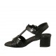Sandalia para mujer con cinturon en piel imprimida negra tacon 4 - Tallas disponibles:  32, 33, 42, 43, 44