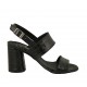 Sandalo da donna con cinturino in pelle stampata nera tacco 7 - Misure disponibili: 32, 33, 34, 42, 43, 45