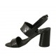 Woman's strap sandal in black printed leather heel 7 - Available sizes:  32, 33, 34, 42, 43, 45