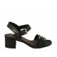 Sandalo con cinturino e fibbia da donna in pelle nera tacco 4 - Misure disponibili: 32, 33, 34