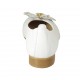 Ballerina da donna con fiore in pelle bianca e oro tacco 2 - Misure disponibili: 42, 43, 44