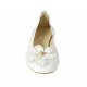 Woman's ballerina with flower in white and golden leather heel 2 - Available sizes:  42, 43, 44