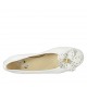 Ballerina da donna con fiore in pelle bianca e oro tacco 2 - Misure disponibili: 42, 43, 44