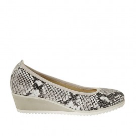 Zapato de salon para mujer en piel estampada multicolor cuña 4 - Tallas disponibles:  33, 42, 43, 44, 45
