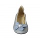 Woman's ballerina with flower in light blue and silver leather heel 2 - Available sizes:  42, 44