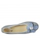 Woman's ballerina with flower in light blue and silver leather heel 2 - Available sizes:  42, 44