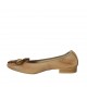 Woman's ballerina with flower in tan brown and golden leather heel 2 - Available sizes:  42