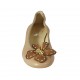 Woman's ballerina with flower in tan brown and golden leather heel 2 - Available sizes:  42
